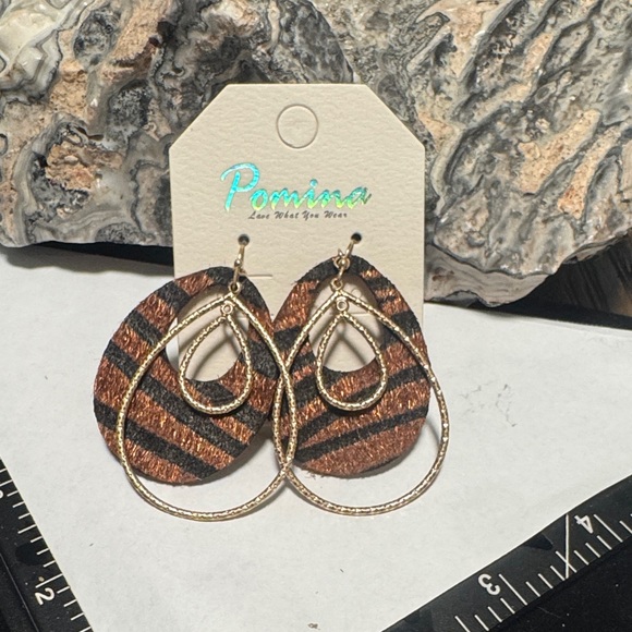 Pomina Animal Print Teardrop Earrings - Picture 2 of 5
